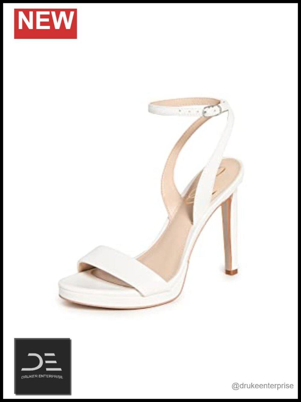 Leather Ankle Strap Stiletto Heel Sandals